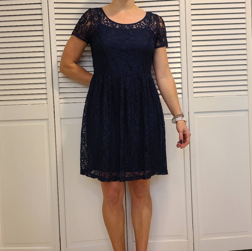 Dark Blue Lace Maison Jules Dress